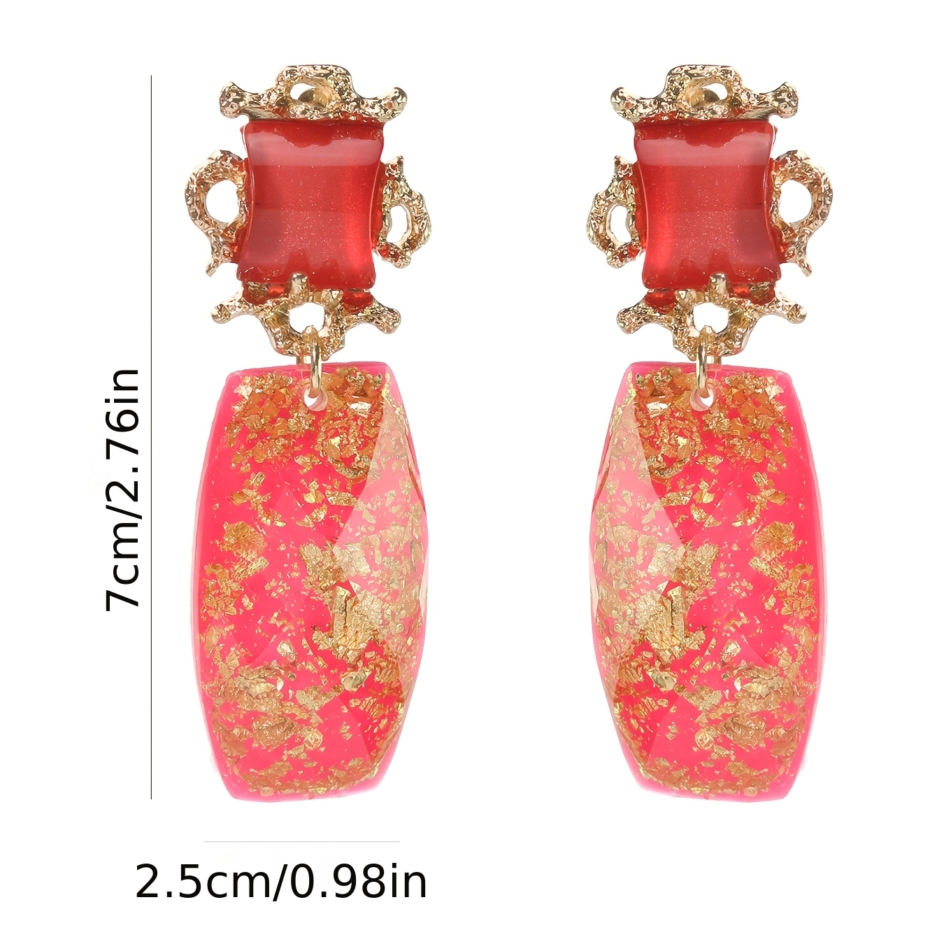 Women's Vintage Rectangular Resin Earrings, Elegant Style